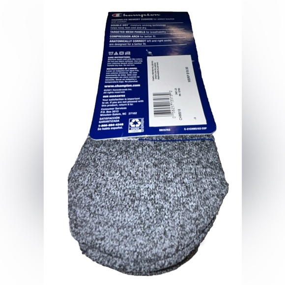 Champion No Show Socks 3 Pair Men's 6-12 White Black Yellow Blue w Logo NEW $18 - Picture 11 of 12